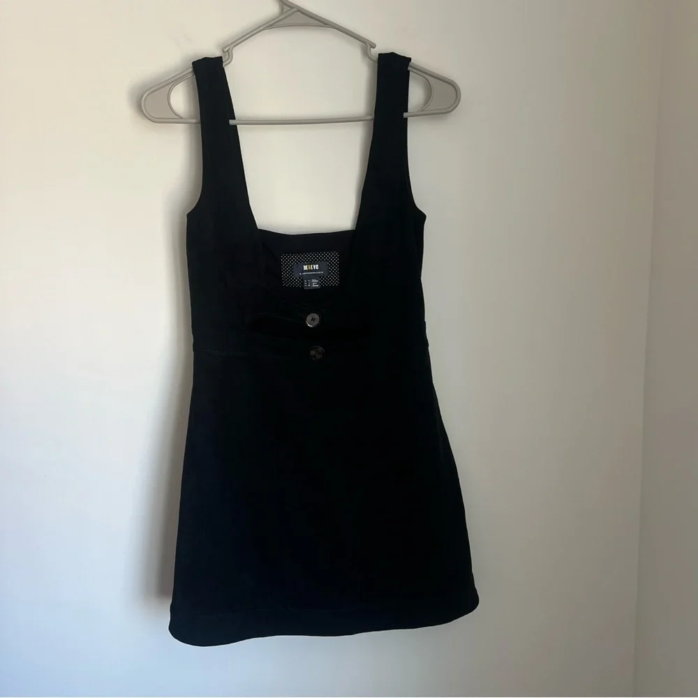 Anthropologie Black Mini Pinafore Dress